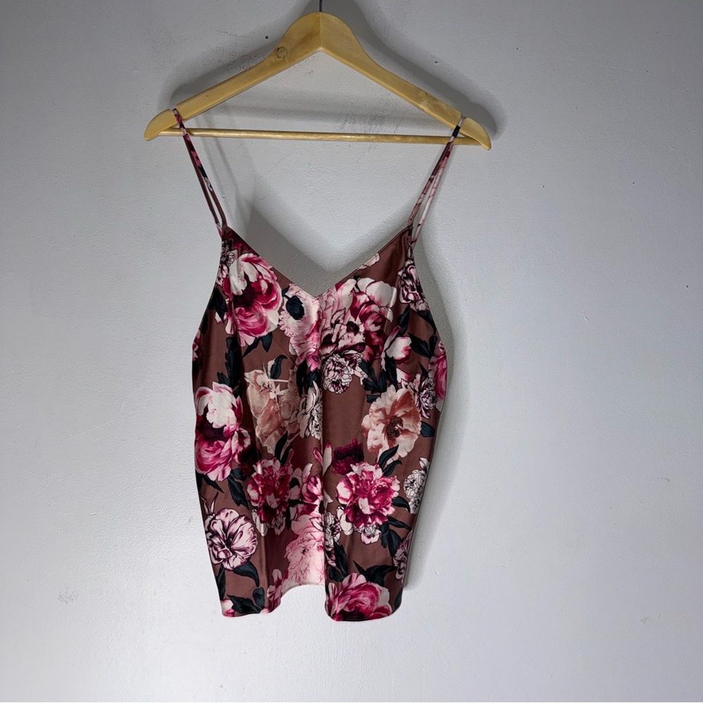 Victoria’s Secret Pink Floral Satin V Open Back Camisole Medium